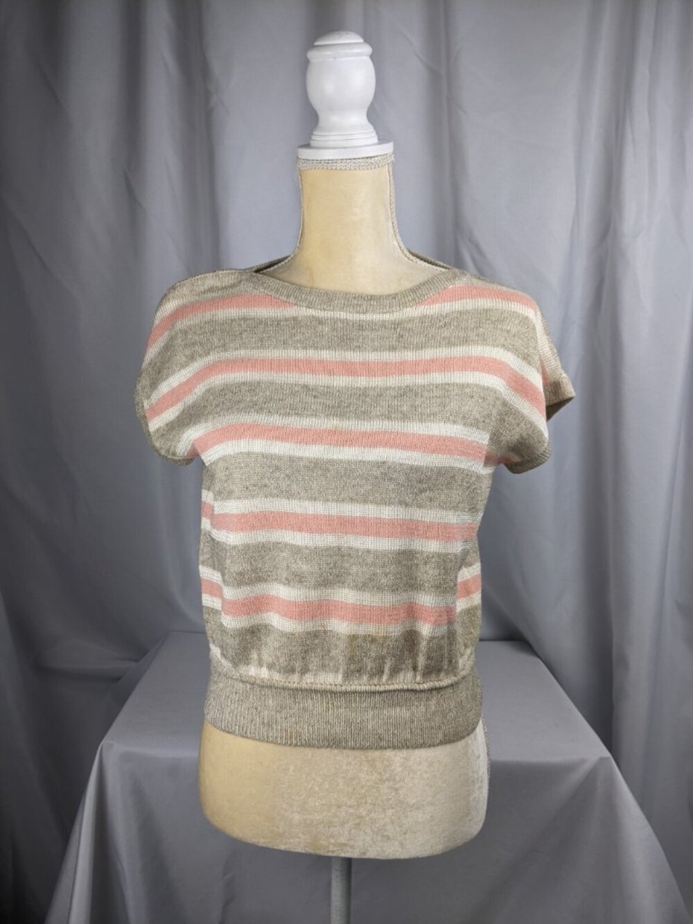 Vintage St John For Saks Fifth Avenue Striped Sweater Short Sleeve Womens Size 8
